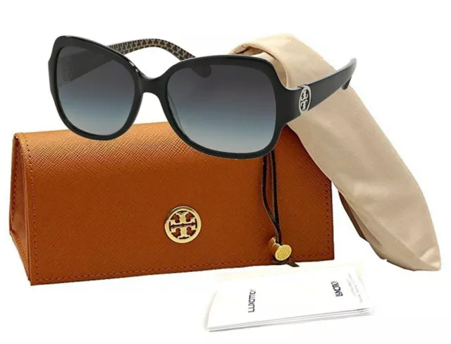 Tory Burch TY7059 114511 57M Black Stitch/Grey Gradient Square Sunglasses 2