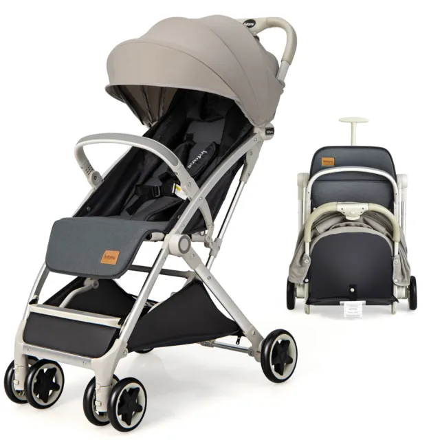 Lightweight Baby Stroller One-Hand Folding Compact Travel Stroller Adjustable