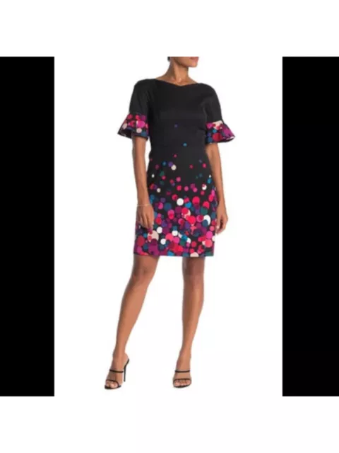 TRINA TURK Womens Black Unlined Bell Sleeve Above The Knee Party Shift Dress 12