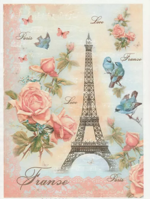 Rice Paper for Decoupage Scrapbook Craft Sheet-  Paris Eiffel Tower