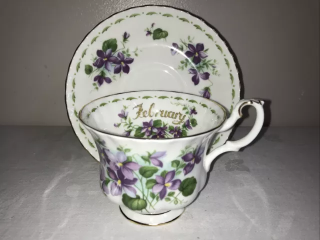 Vintage Royal Albert Tea Cup & Saucer Flower Of Month Violets