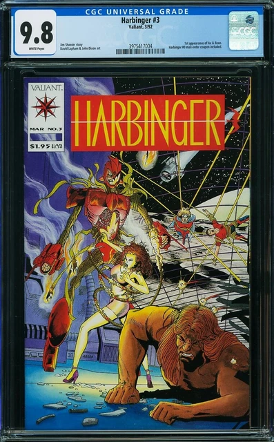 1992 Valiant HARBINGER # 3 CGC 9.8 White Pages, 1st Ax & Rexo Coupon Included!