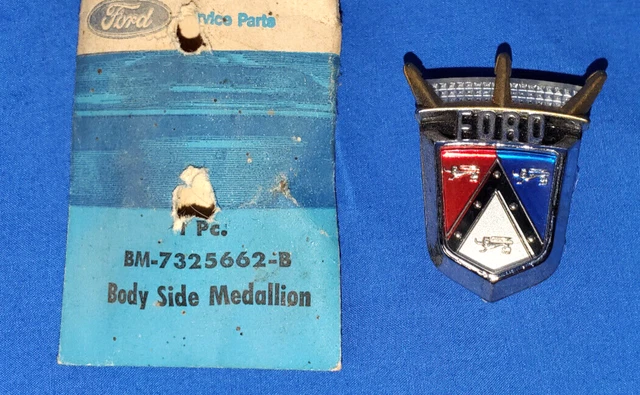 Vintage OEM NOS 1954-1959 Ford Ornament Emblem Chrome Bezel & Crest Insert SCT16