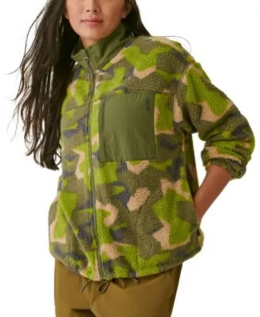 NWT! BASS OUTDOOR Women's Sz M Coastal Sherpa Zip-Up Green Camo-Print Jacket