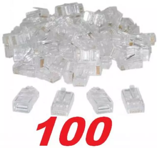 100 Rj45 Plug Network Ethernet Cat5 Lan Connector End Modular Cat6 Rj-45