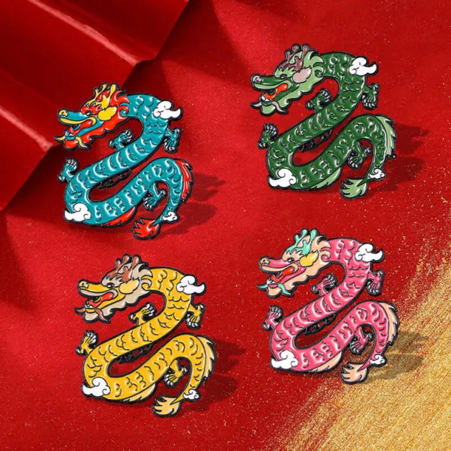 Vintage Chinese Animal Dragon Brooches Women Men Badge Suit Coat Corsage