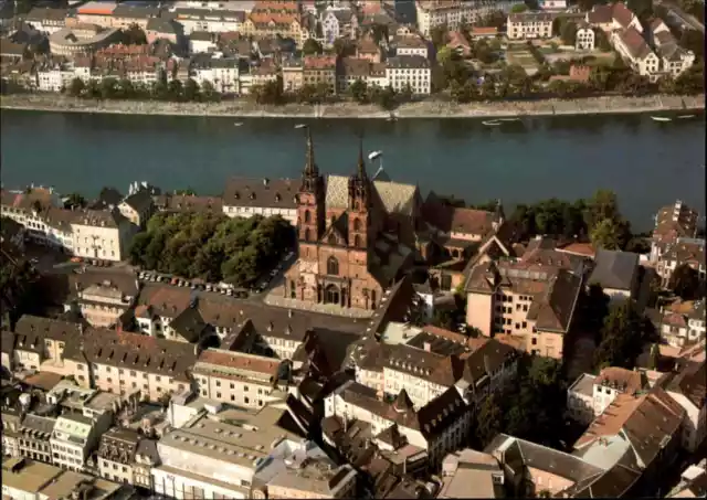 BASEL vom Flugzeug aus Luftaufnahme Schweiz Suisse Switzerland Postcard color AK