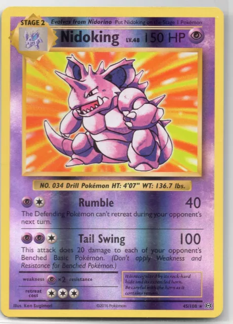 Nidoking - XY Evolutions Set - 45/108 - Rev Holo Pokemon Card - EXC / Near Mint