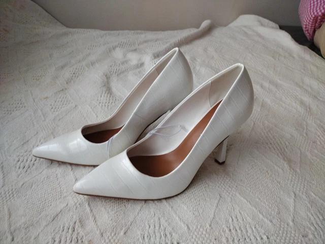 SCARPE CORTE DONNA Primark bianche tacco alto a stiletto taglia UK