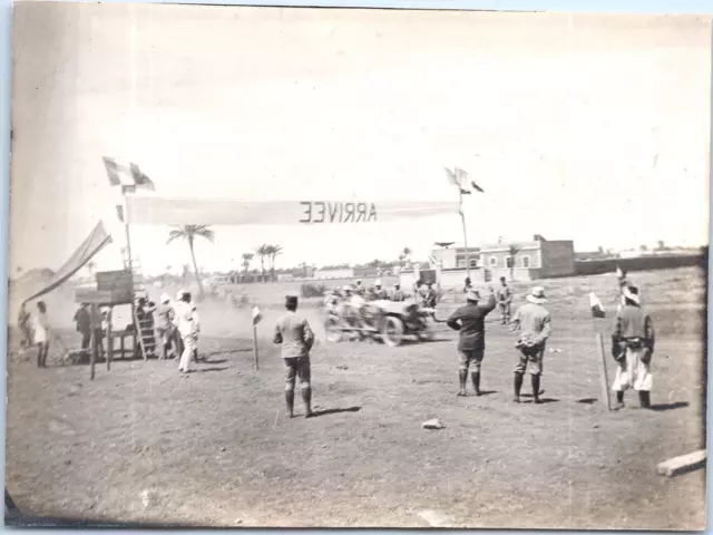 Maroc, Marrakech, Circuit automobile, Arrivée, Vintage silver print, 1914 Tirage