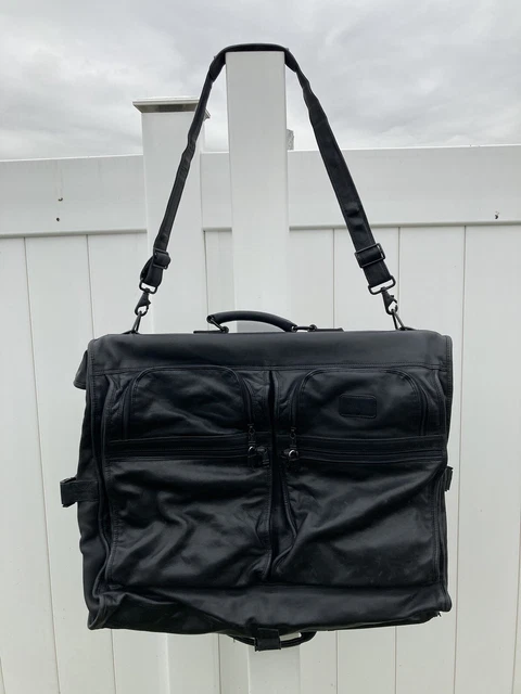 Tumi Black Nappa Leather Bi-fold Garment Carry on Travel Bag  24 x 19