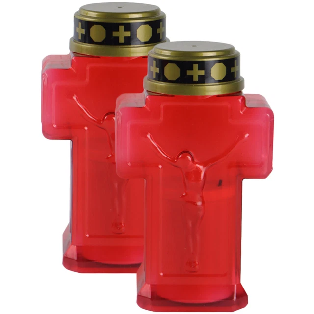 2 PCS CEMETERY Candles Red Cased Light Battery Led for The Lamp