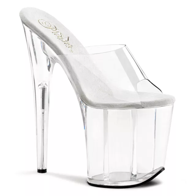 FLAMINGO-801 Pleaser High-Heels Plateau Pantoletten transparent Lederinnensohle