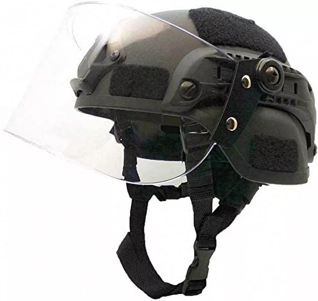 outdoor tactical head face protect Helmet w Clear Visor goggles full Face Shield