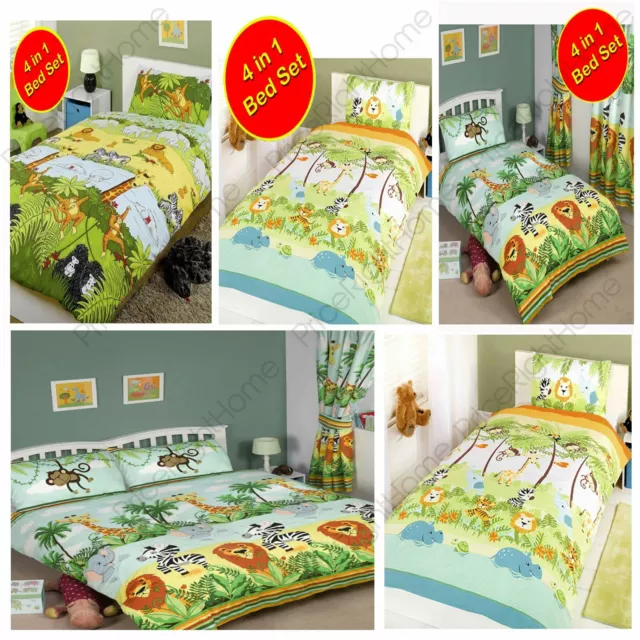 Couvertures De Couette À Thème Jungle Enfants Animaux Enfants - Simple, Junior, Double 2