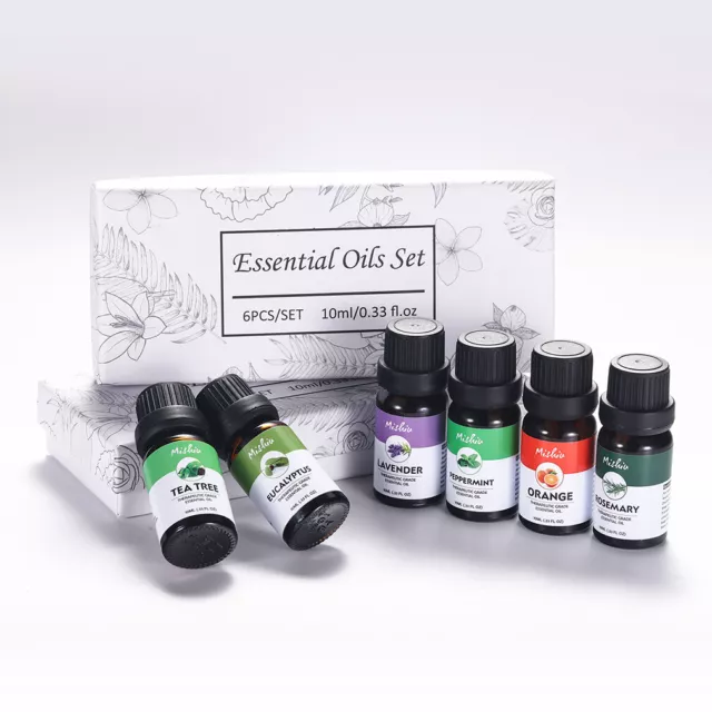 6Pcs Essential Oil Set | Pure Essential Oils Aromatherapy Diffuser Burner 10ml