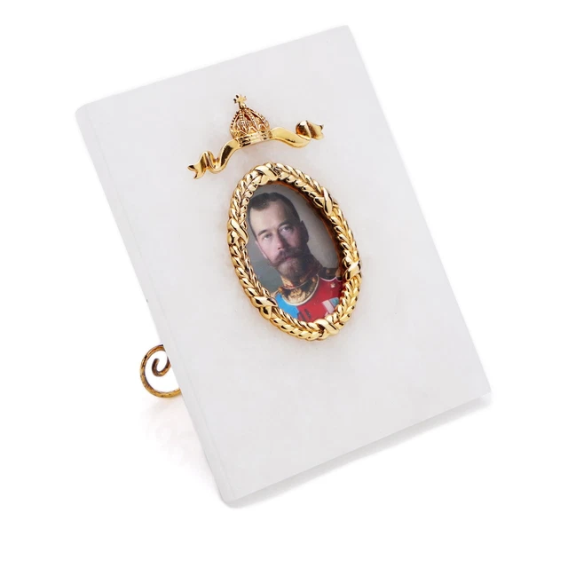 Theo Fabergé Silver Gilt & Marble Picture Frame