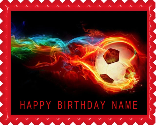 FLAMING SOCCER BALL Edible Cake Topper OR Cupcake Topper Decor 8 83 flaming-soccer-ball-edible-cake-topper-or-cupcake-topper-decor-8-83