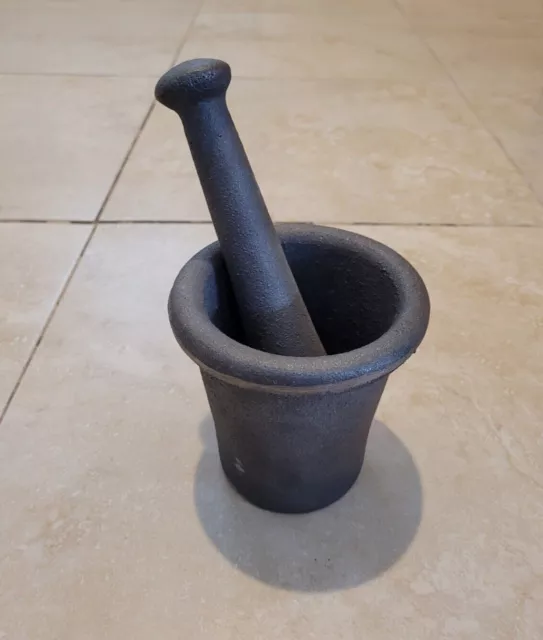 Large Cast Iron Mortar and Pestle