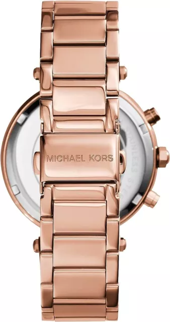 Michael Kors MK5491 Parker Ladies Rose Gold Stainless Chrono Watch + Gift Bag 3