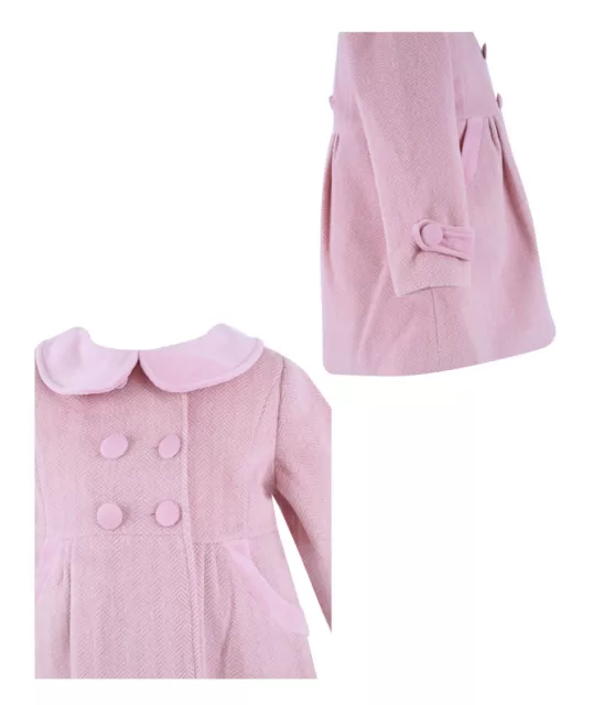 Set cappotto e cappello SIRRI bambina spina di pesce tweed 2 pz autunno inverno rosa 3