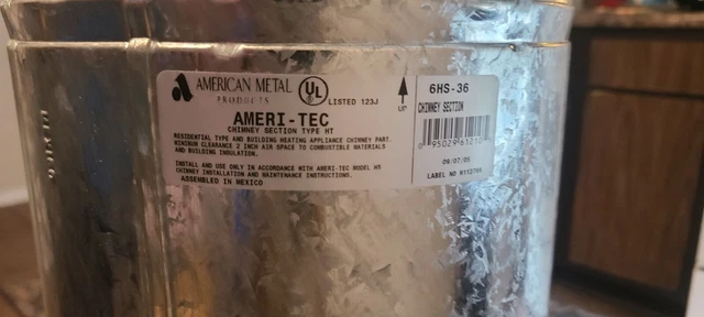 American Metal 6HS-35 inch Insulated Chimney Pipe, Triple Wall 