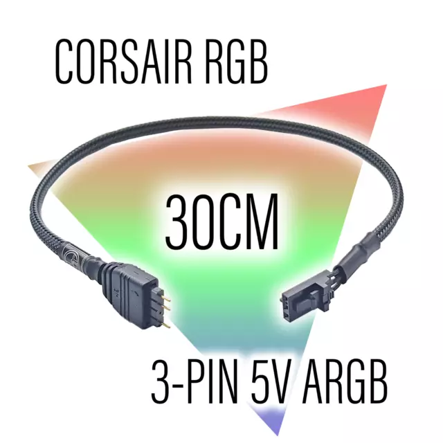 Corsair RGB A Estándar Argb 3-pin 5V Adaptador Macho/Hembra (30cm)