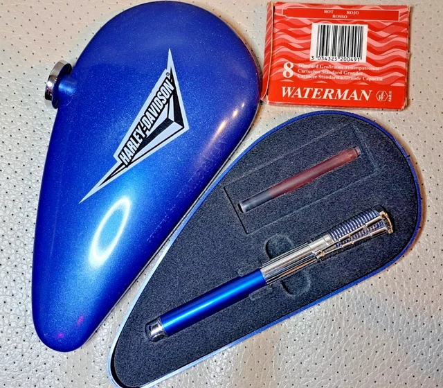 HARLEY DAVIDSON WATERMAN Blue/Chrome stripe Fountain pen wz