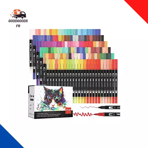 150 Couleurs Feutre Pinceau À Double Pointe Aquarelle Stylo Feutres Coloriage