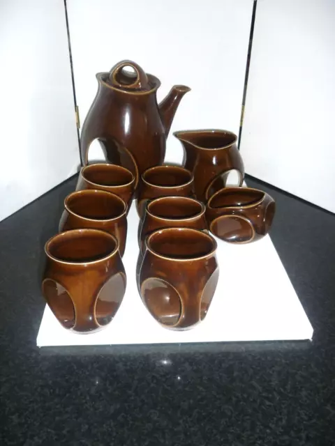 Vintage Holkham Pottery 9 Piece Owl Coffee Set 1960s