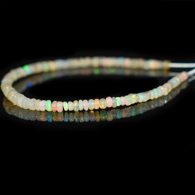 Véritable Welo Ethiopian Opal Rondelle Smooth Gemstone Beads6.5"Pour la...