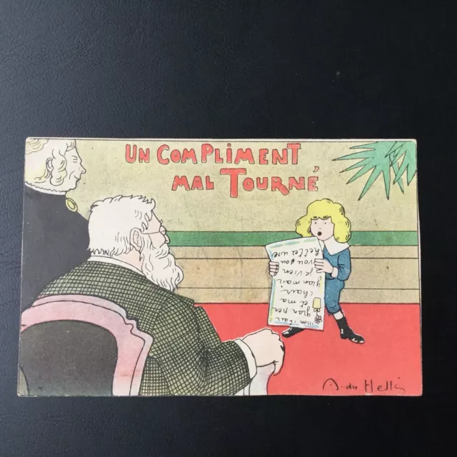 CPA Antique André Hellé Illustrator Compliment Misturned Antique Postcard PC