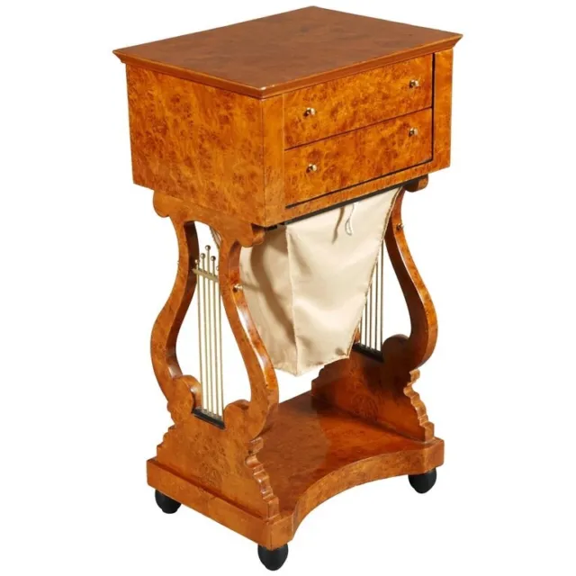 Q' Lyra Sewing Table in Antique Biedermeier Style