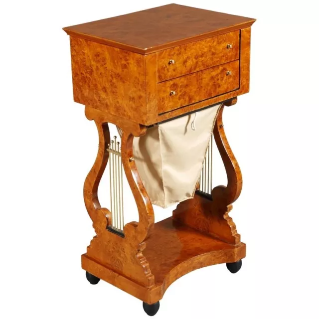 Q' Sewing Table Lyra IN Antique Biedermeier Style