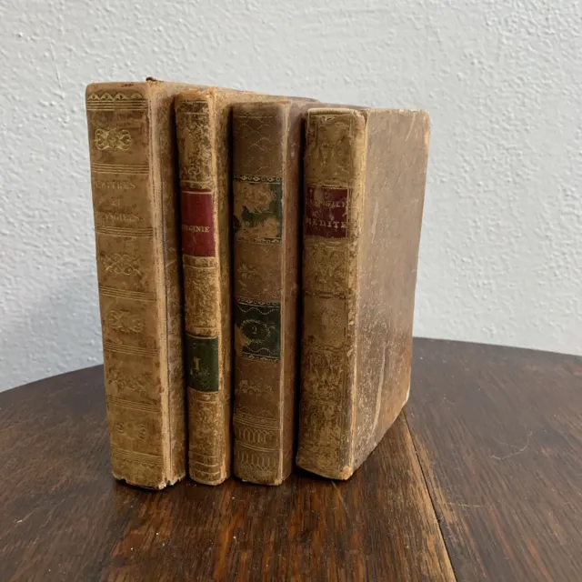 Beautiful Leather and Gilt Bindings, Four Antique French Texts 1797-1851