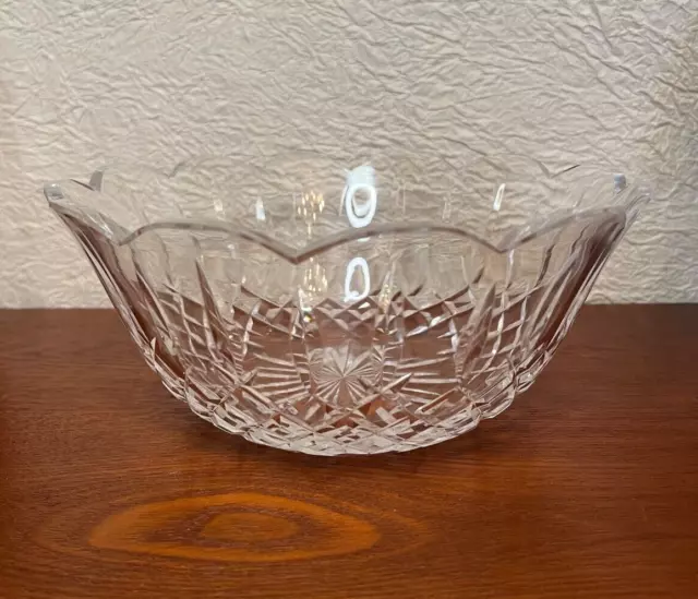 Waterford Cut Crystal Lismore Bowl  9 inch Round Scalloped Edges