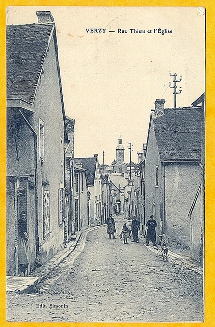 CARTE POSTALE ANCIENNE  VERZY Rue grande et l'Eglise