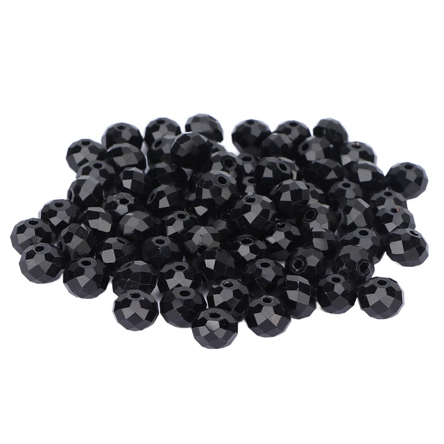 70pcs 0.31in Beads Bracelets For Crafts Phone Strap Jewelry Making(Black ) ABE