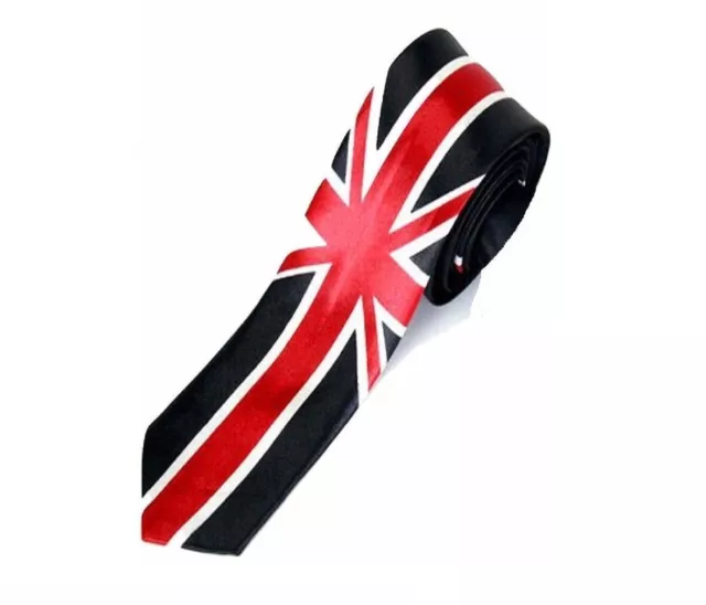 Navy Union Jack British Flag Printed Skinny Tie Fancy Dress Hand Made