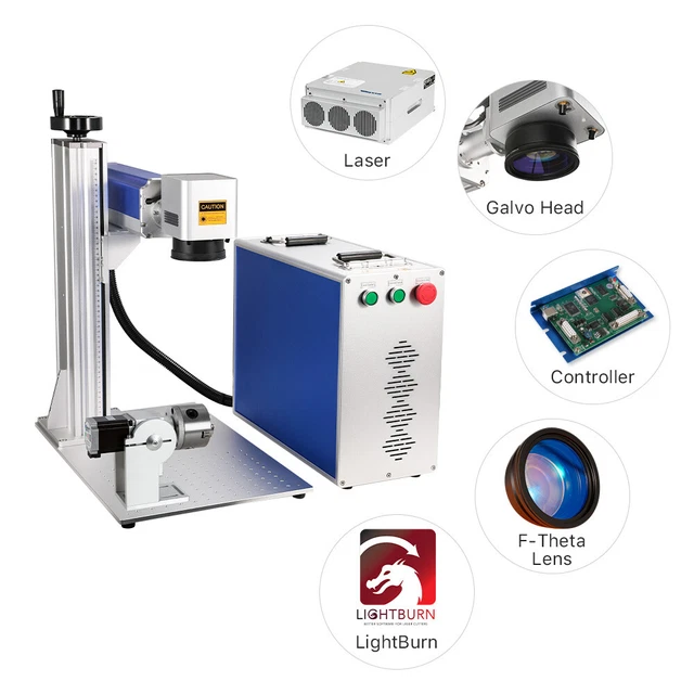 Cloudray 50W Fiber Laser Marking  Machine 7.9"x7.9" with Rotary Axis & Lightburn