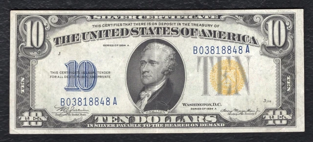 Fr. 2309 1934-A $10 Ten Dollars “North Africa” Silver Certificate About Unc (B)