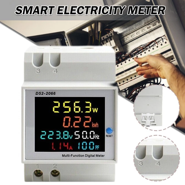DIN Rail AC Monitor 40~300V 100A Voltage Current Power Energy Electricity H