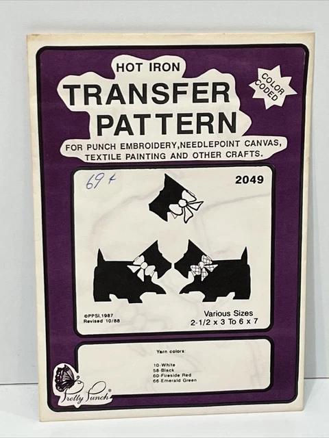 Pretty Punch Hierro Caliente Transferencia Codificada por Color Patrón Vintage #2049 Terrier Dog