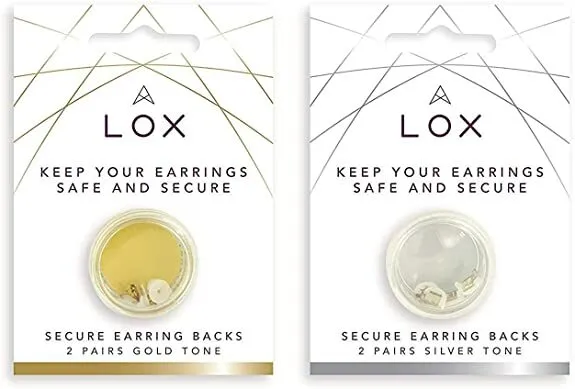 4 Lox Locking Earring Backs GOLD, SILVER, ROSE GOLD. ALLERGY & FACEMASK  SECURE