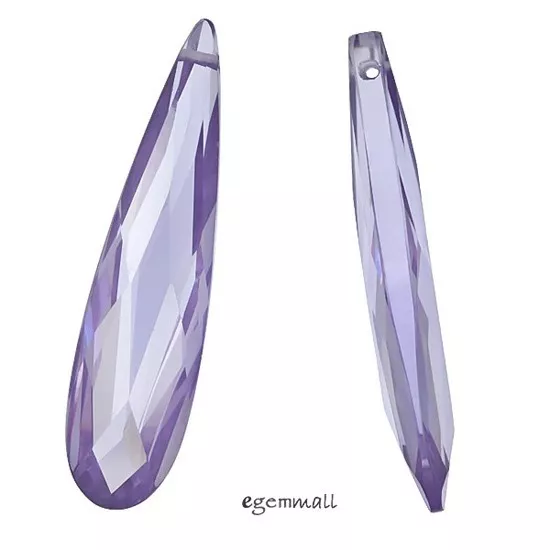 1PC Cubic Zirconia Flat Pear Briolette Pendant Bead 7x28mm Lavender #64393