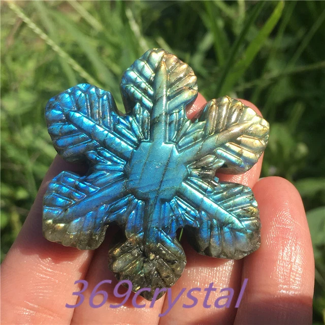 1pc Natural Labradorite snowflake Pendant Carved Quartz Crystal Skull Gift