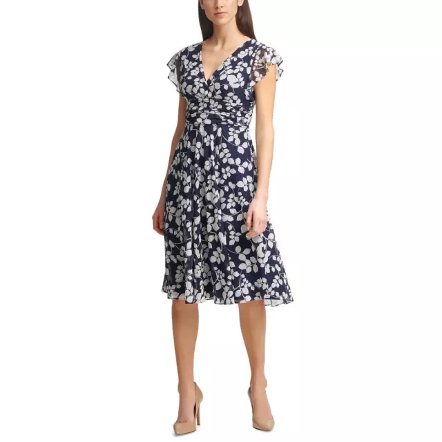 Jessica Howard Womens Floral Knee Length Fit & Flare Dress Petites BHFO 3195