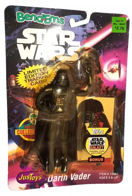 Figura de 5" de Lord Darth Vader Star Wars Bend-Ems con tarjeta coleccionable Topps adicional 1993