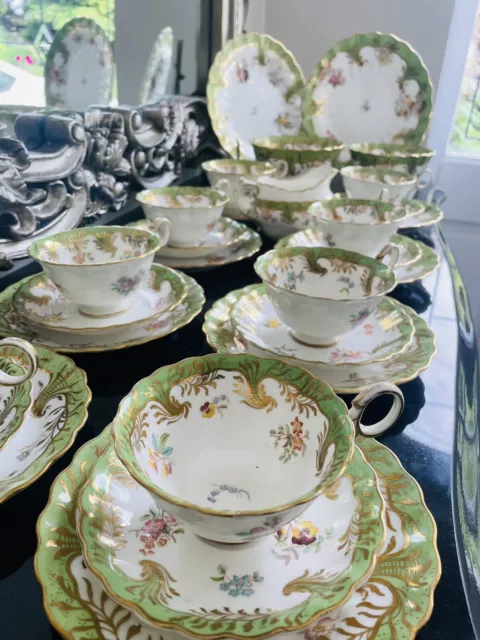 c1891 George Jones & sons crescent Tea Cup Saucer Set 29 Piece +5 Ultra Rare.