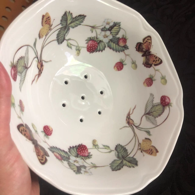 Égouttoir à Fruits Porcelaine Décor Fraisier, Vintage 22,5 Cm, Occasion
